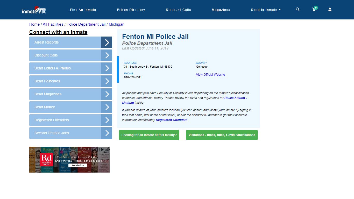 Fenton MI Police Jail & Inmate Search - Fenton, MI