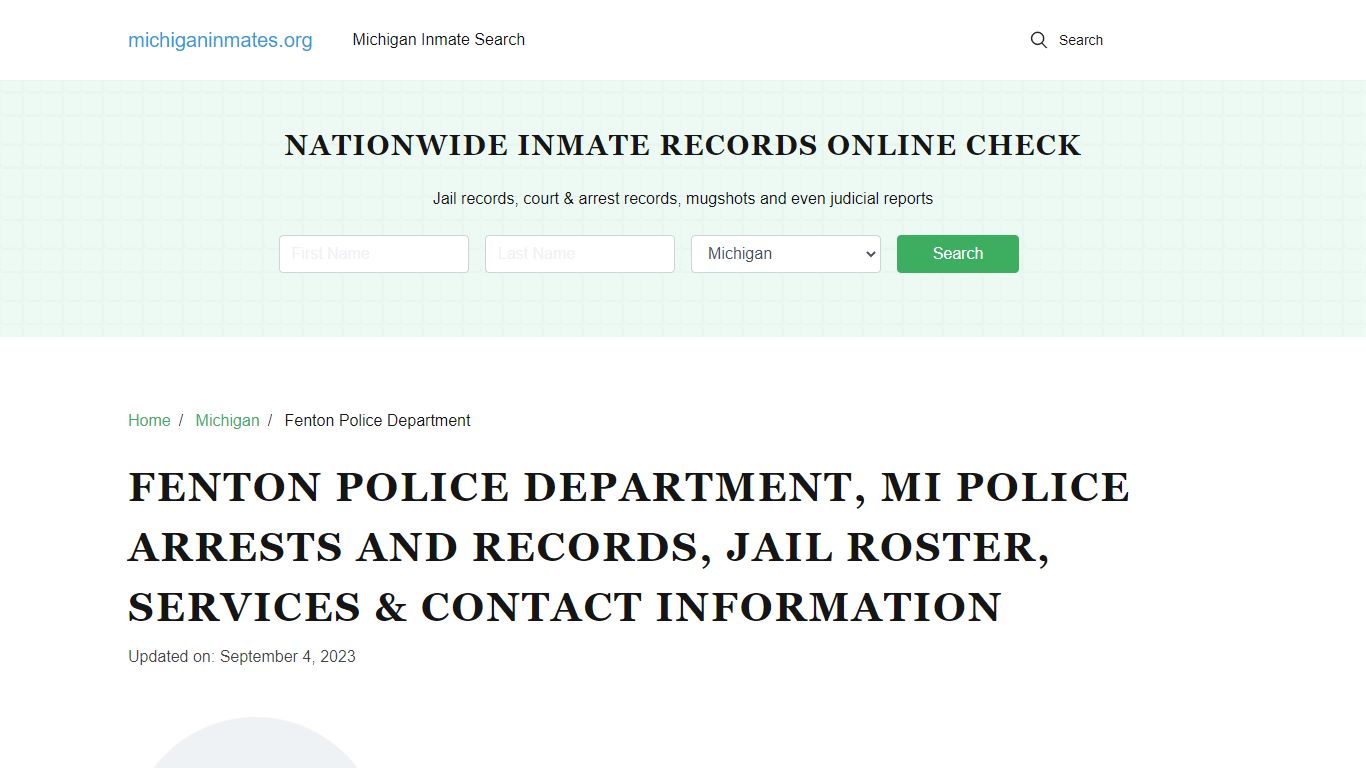 Fenton Police Department, MI: Police Arrests, Jail Roster, Contact Details