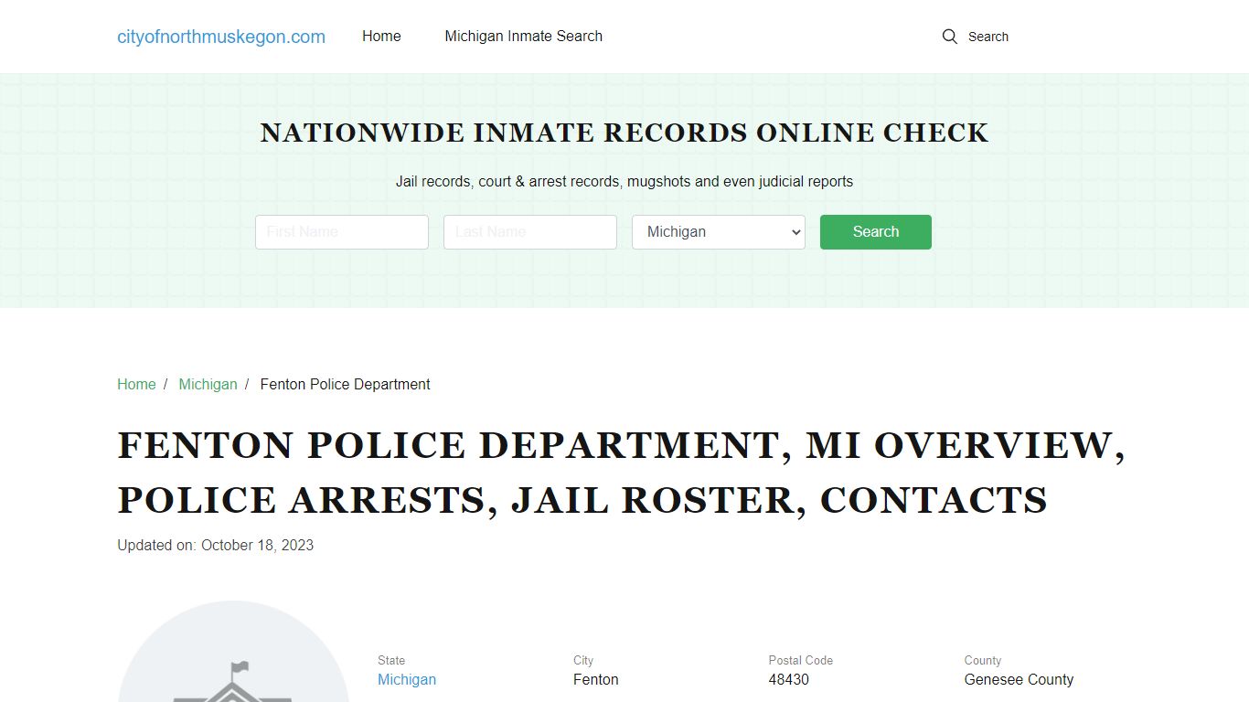 Fenton Police Department, MI, Jail Roster and Police Arrests